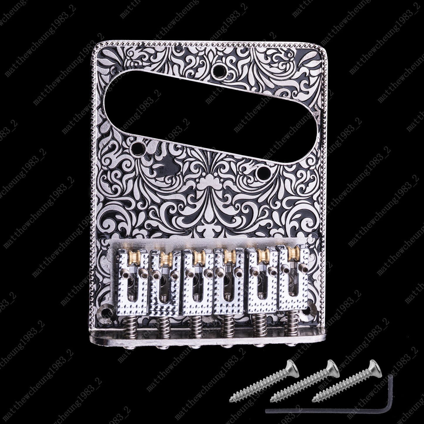 Electric Guitar Bridge 6-String Plate Carved Pattern Plate For Telecaster Guitar