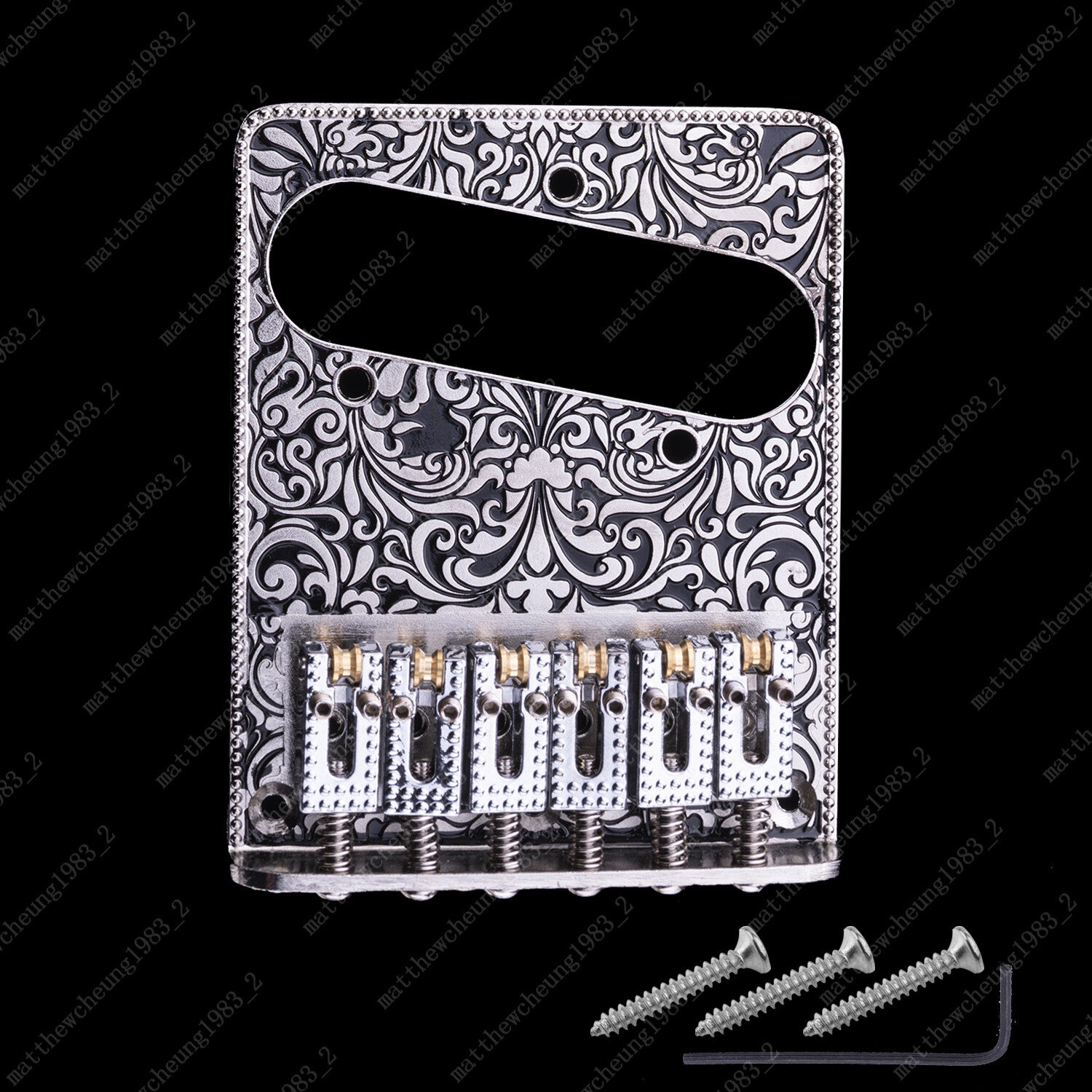 Electric Guitar Bridge 6-String Plate Carved Pattern Plate For Telecaster Guitar