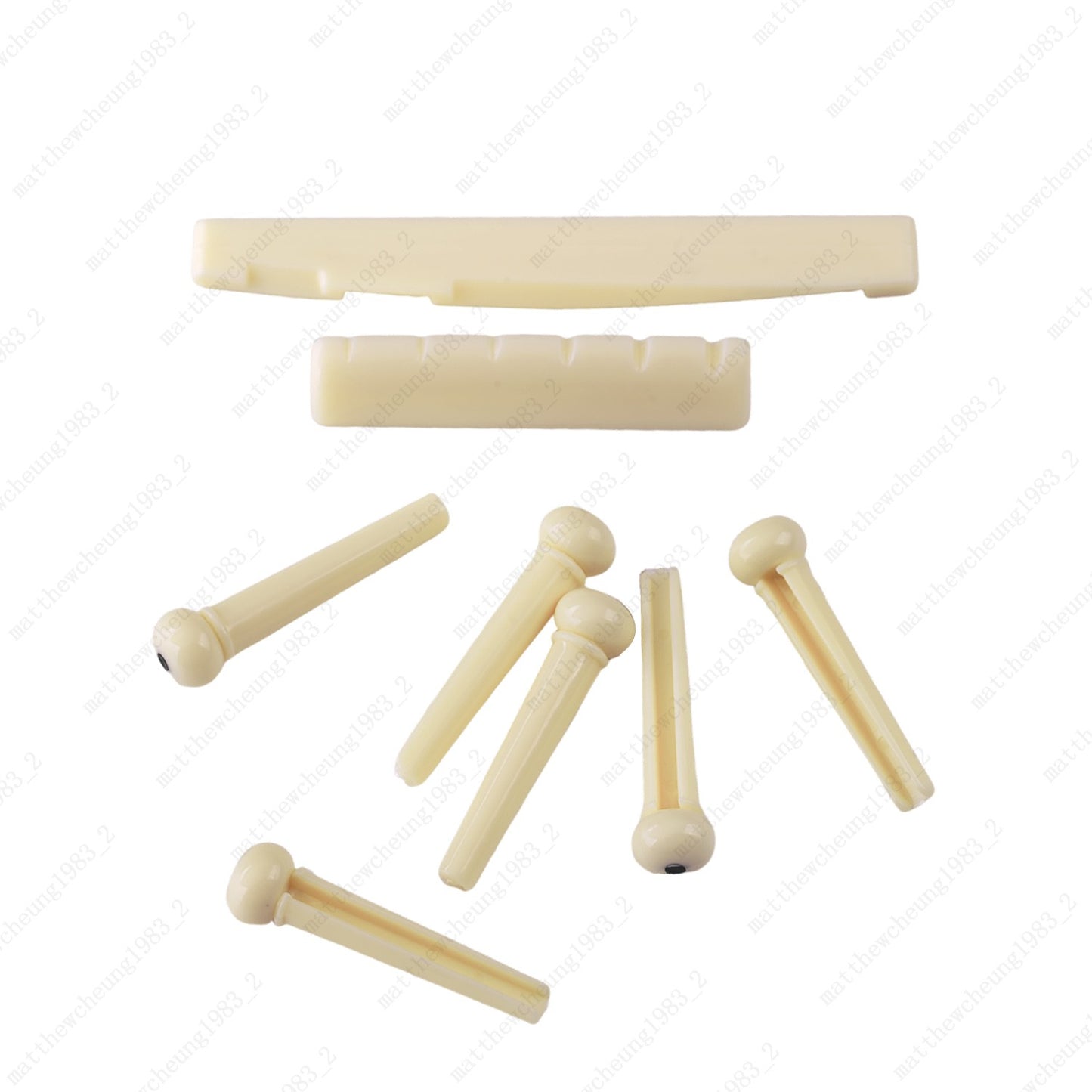 Guitar Bridge Saddle Nut with Guitar Bridge Pins for 6-String Acoustic Guitar