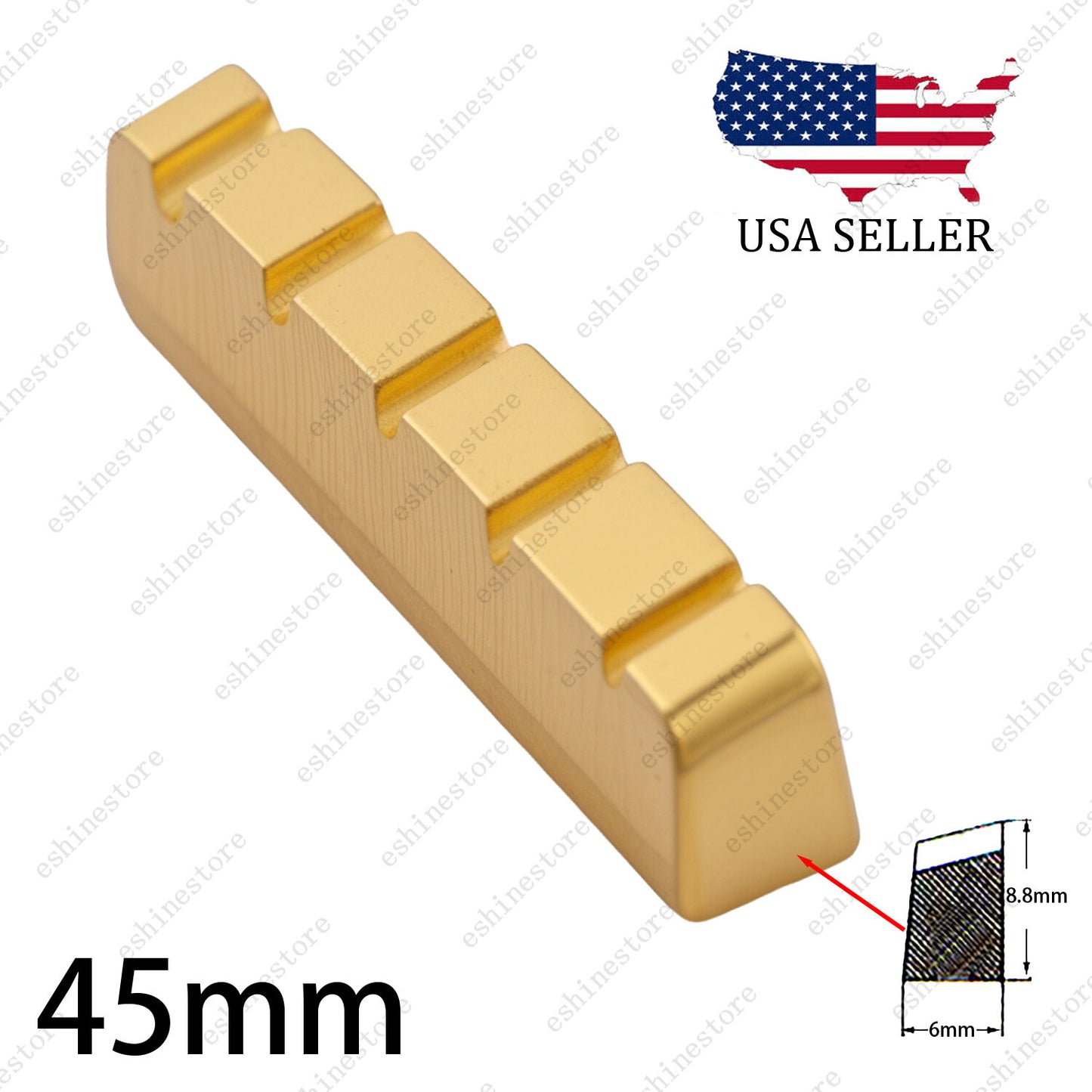 1PC 5 String 45x6x8.8MM Pre-Slotted Brass Nut For Electric Bass Guitar