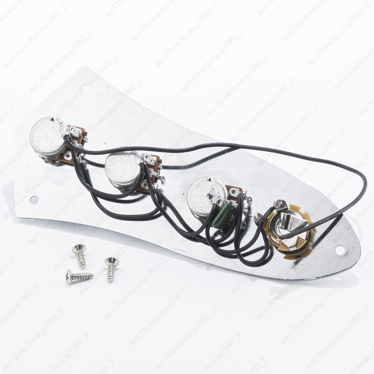 Chrome Prewired Loaded Control Plate Switch Knob Sets For Jazz JB Bass Guitar