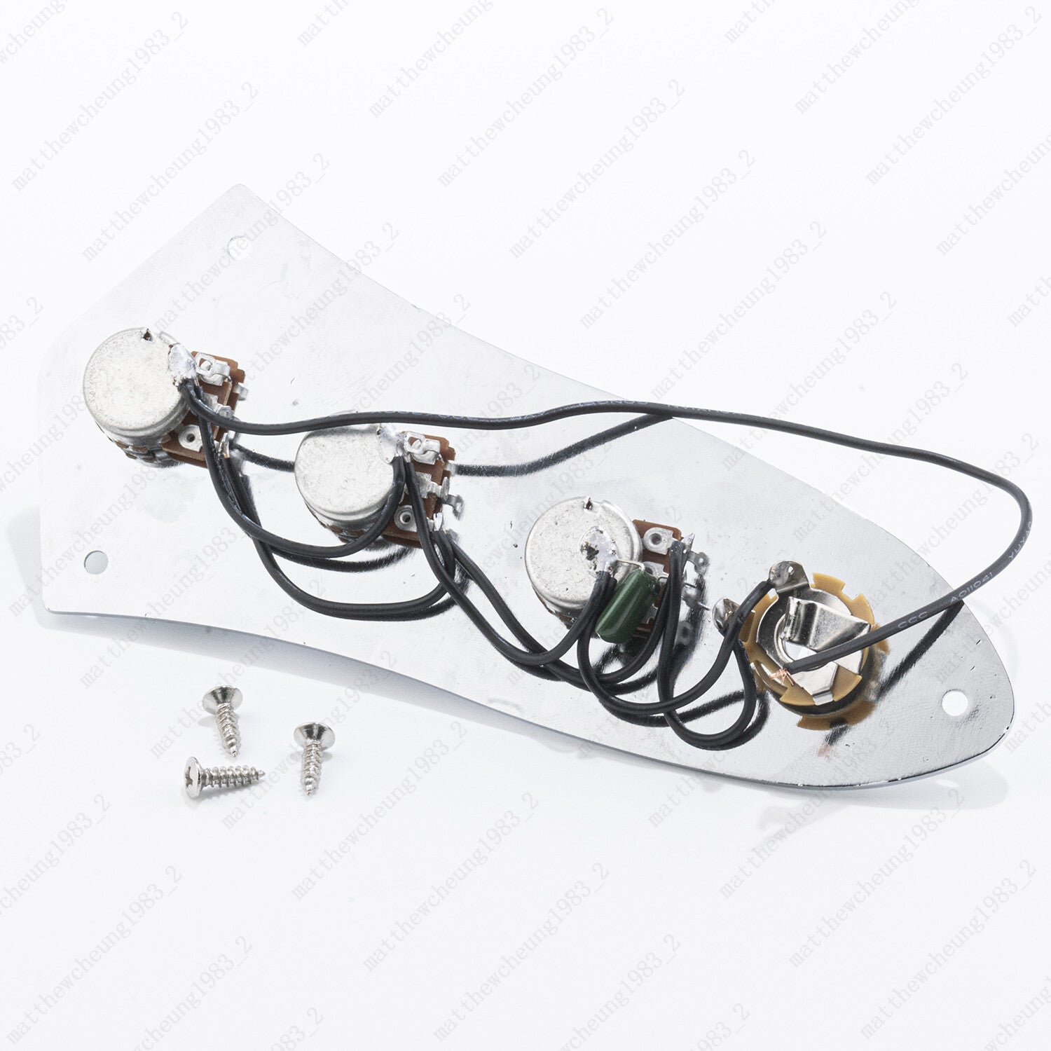 Chrome Prewired Loaded Control Plate Switch Knob Sets For Jazz JB Bass Guitar