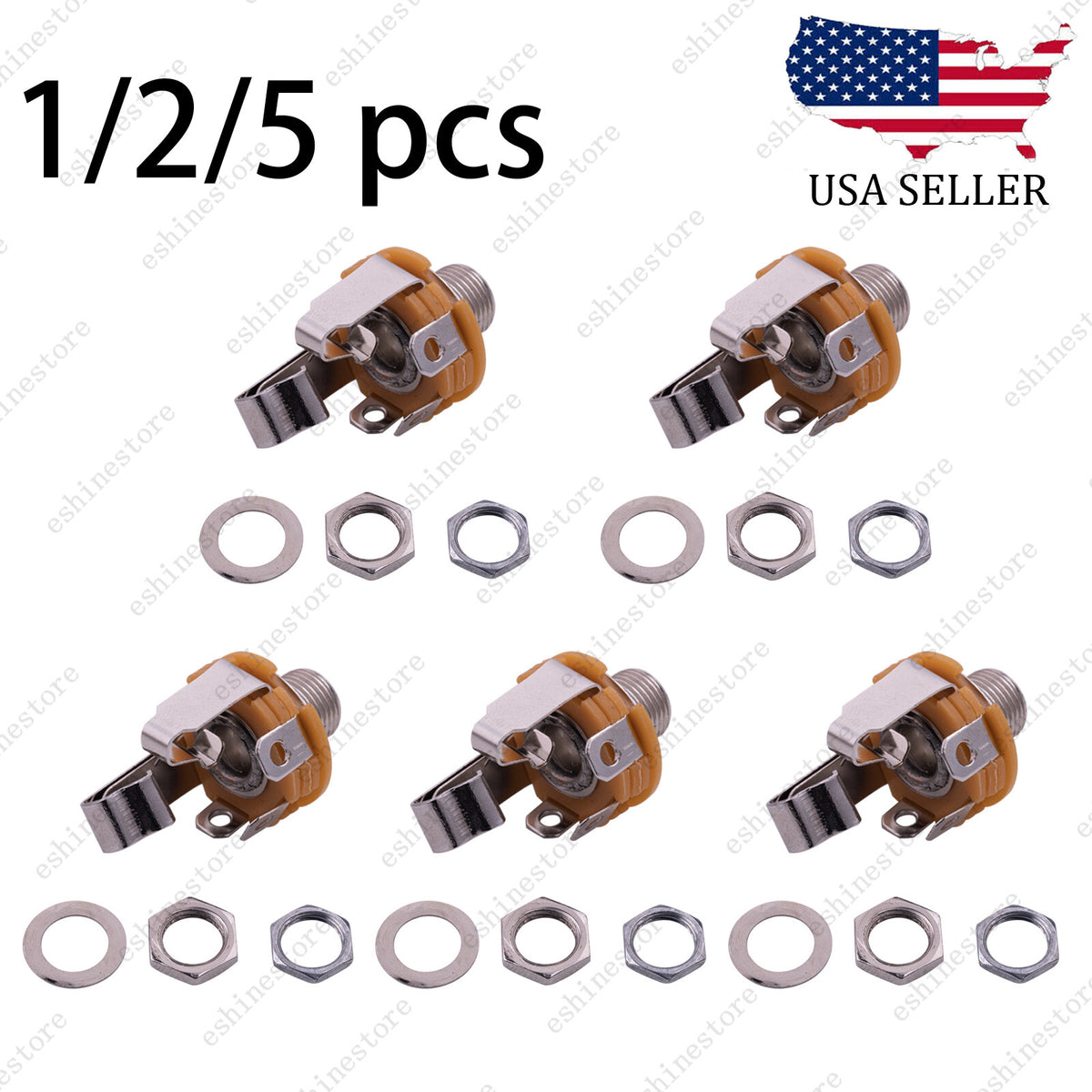Electric Guitar 4Pins Stereo Output/Input Jack Socket with Switch for Bass