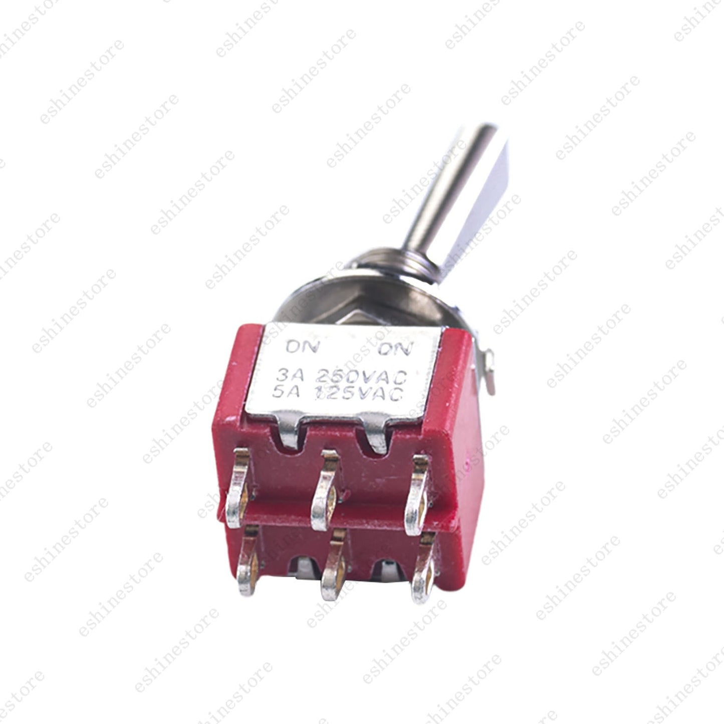 Guitar Flat Lever DPDT 2-Way 6 Pin ON ON Mini Toggle Switch for Split Coil - RED