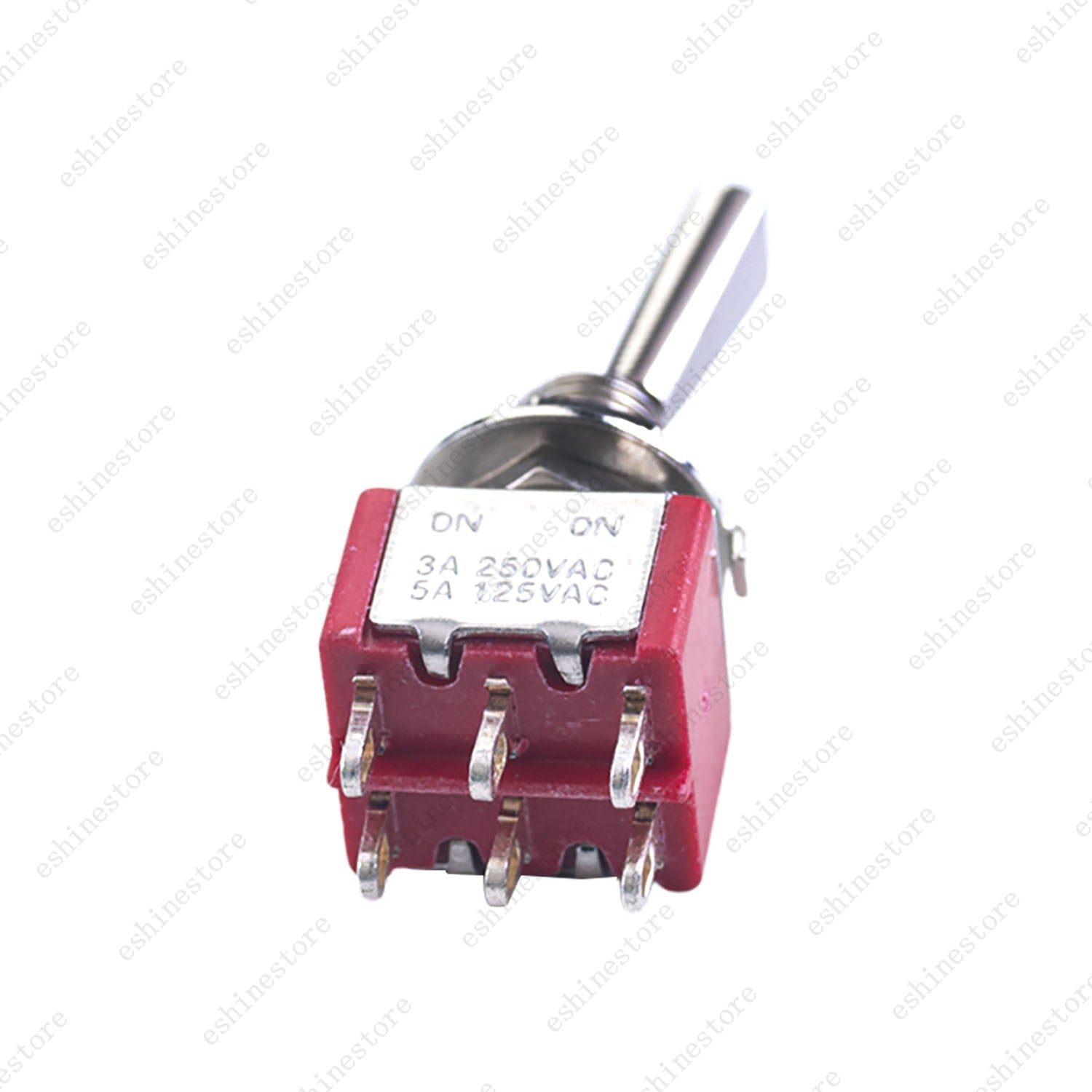 Guitar Flat Lever DPDT 2-Way 6 Pin ON ON Mini Toggle Switch for Split Coil - RED