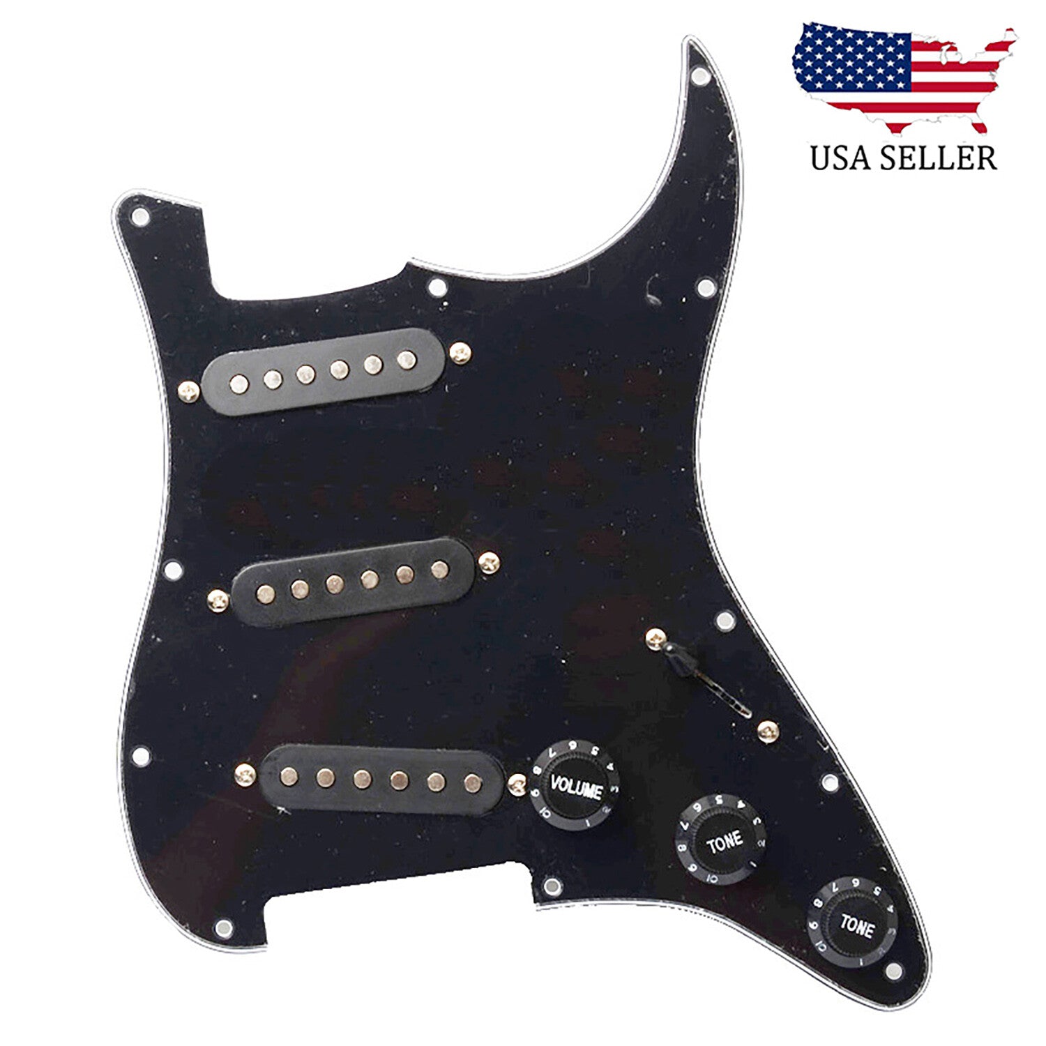 Loaded Strat Pickguard Prewired SSS Pickguard with Ceramic Pickups Black