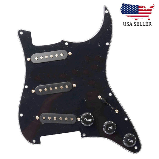 Loaded Strat Pickguard Prewired SSS Pickguard with Ceramic Pickups Black