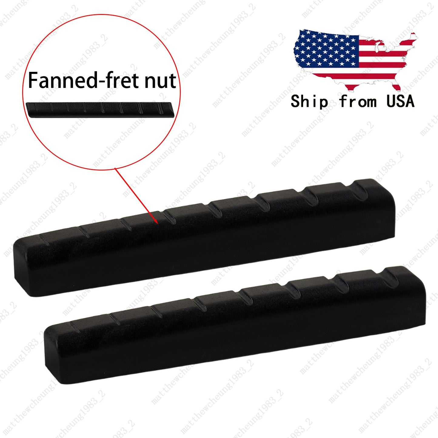 Electric Guitar 8 String Pre-slotted Plastic Fanned-fret Guitar Nut - Black