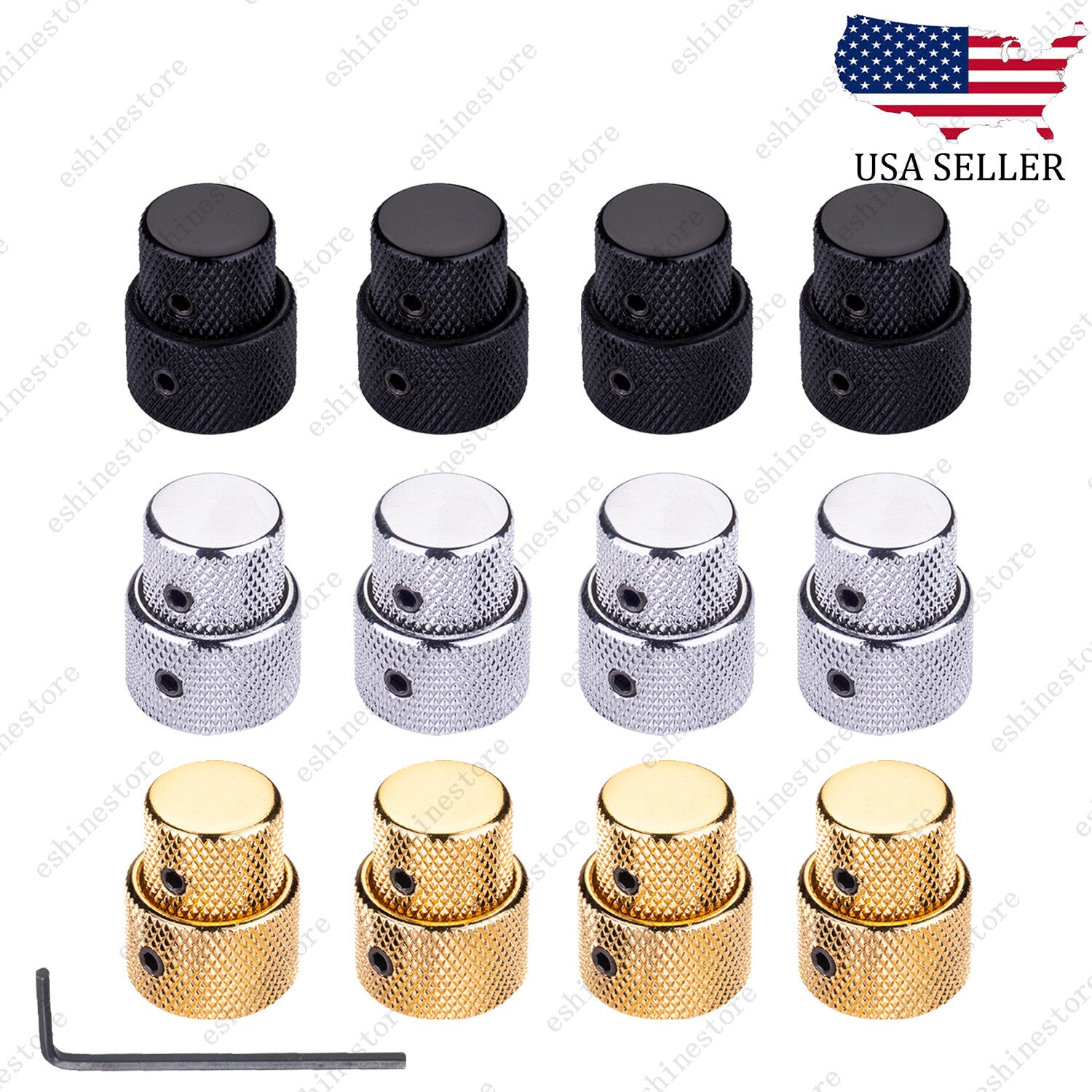 4Pcs Metal Dual Concentric Stacked Control Knobs for Electric Bass Guitars