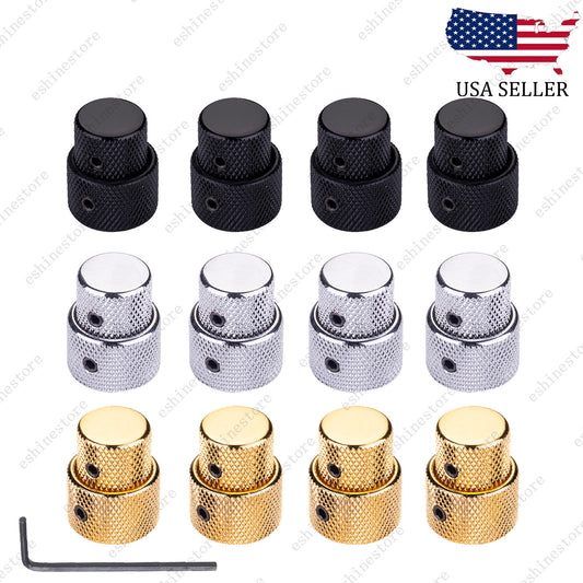 4Pcs Metal Dual Concentric Stacked Control Knobs for Electric Bass Guitars