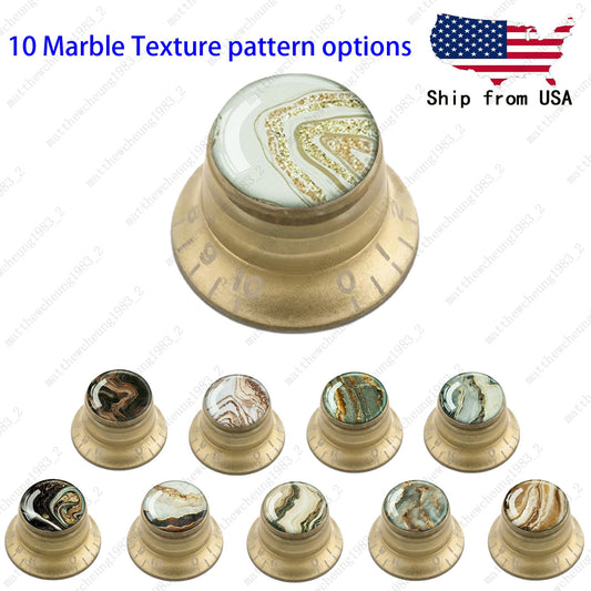 4Pcs Gold Guitar Reflector Knob For Les Paul SG -10 Marble Texture Style Options