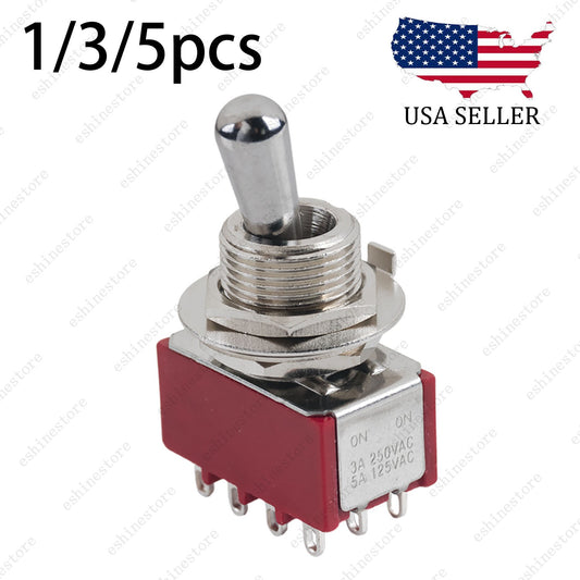 1/3/5 PCS Guitar/AMP Fat Bat Toggle Switch 4PDT 12Pin 2-Way ON ON Sealed - RED
