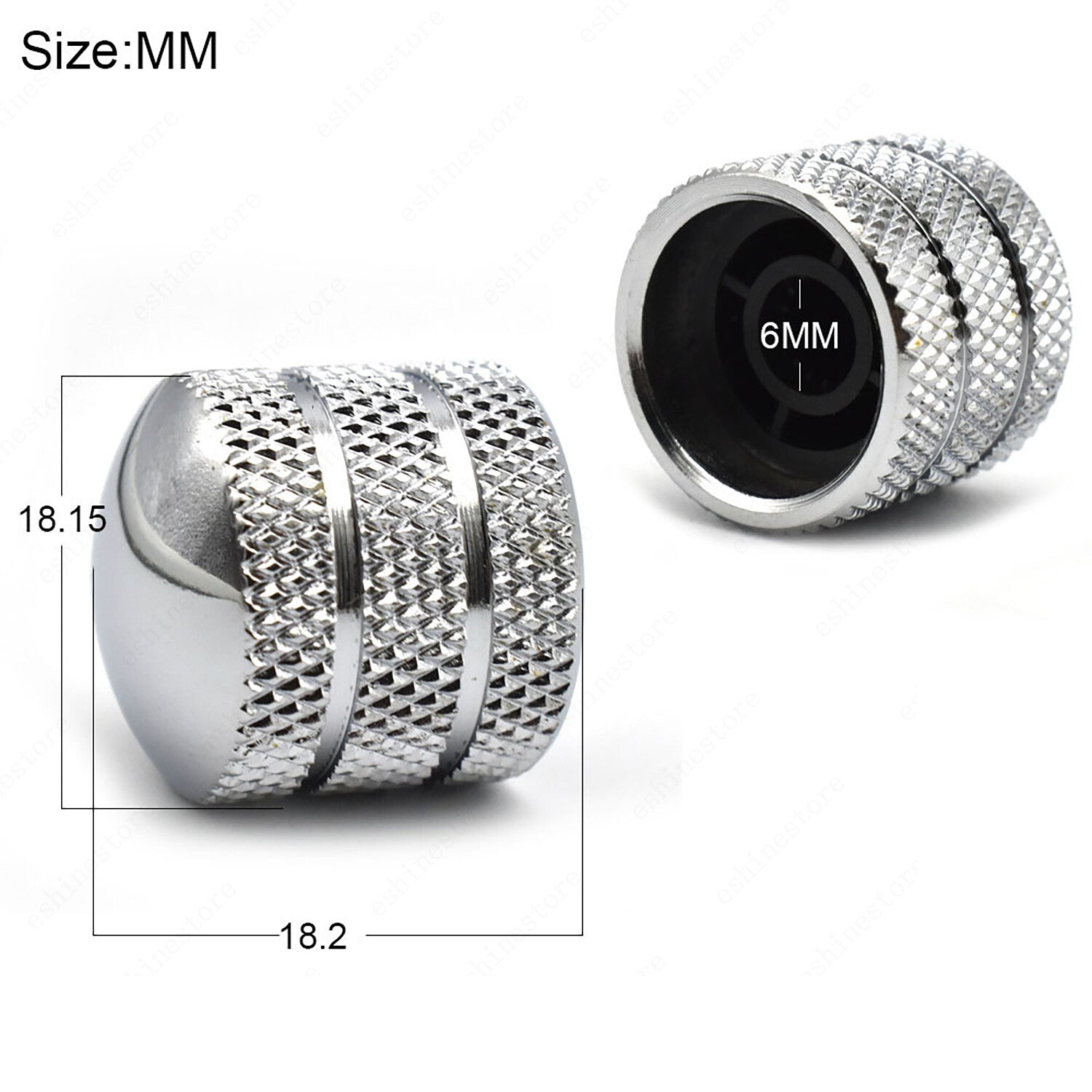 2 Pcs Dome Metal Guitar 6mm Shaft Volume Tone Knobs For Fender SQ Tele Strat