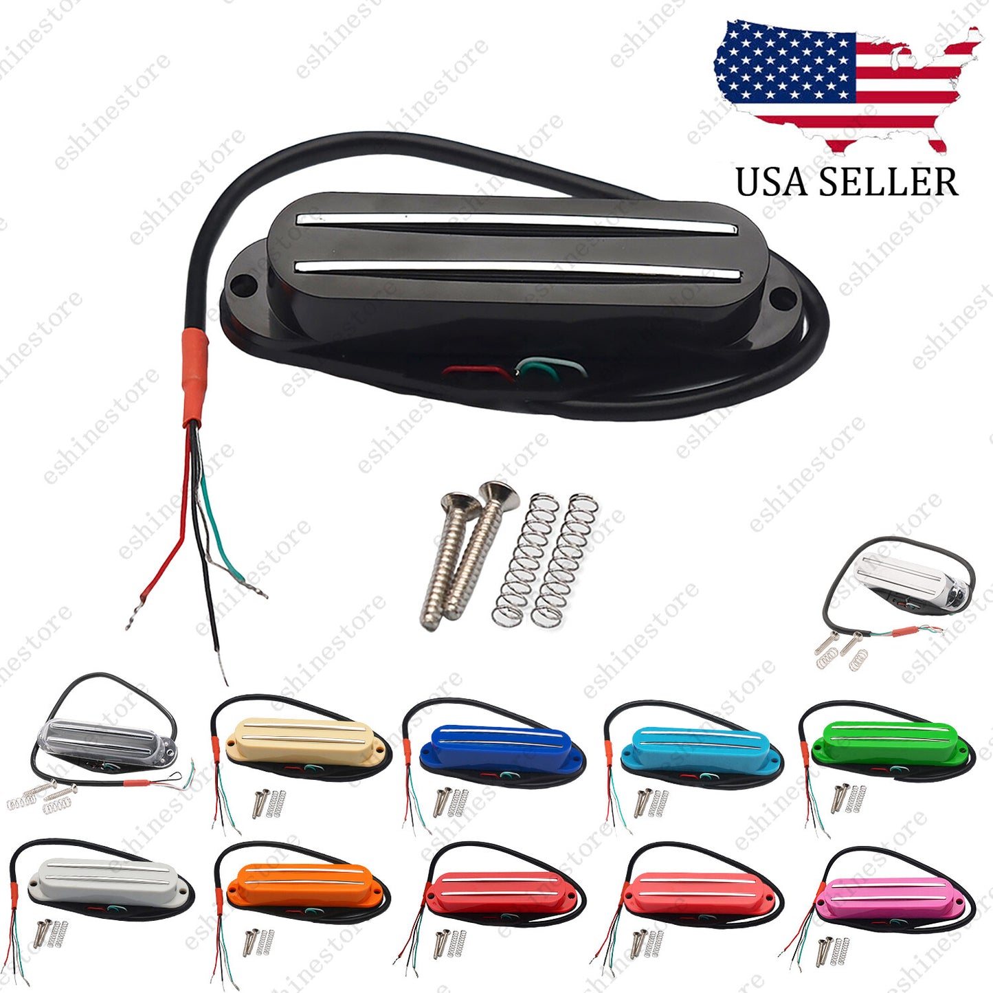 Alnico5 Dual Rails Guitar Pickup Mini Humbucker Pickup For Strat Guitar 12Colors