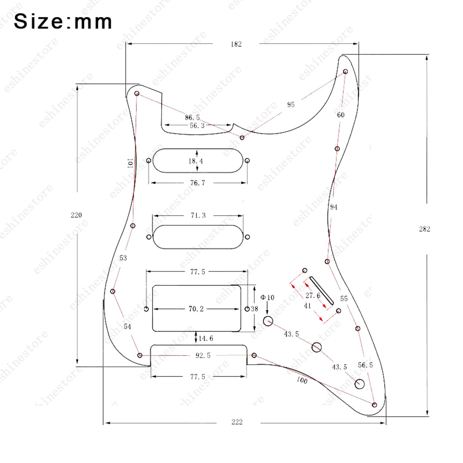 11-Hole Metal Matte Aluminum Anodized ST HSS Pickguard For Fender Rose Gold