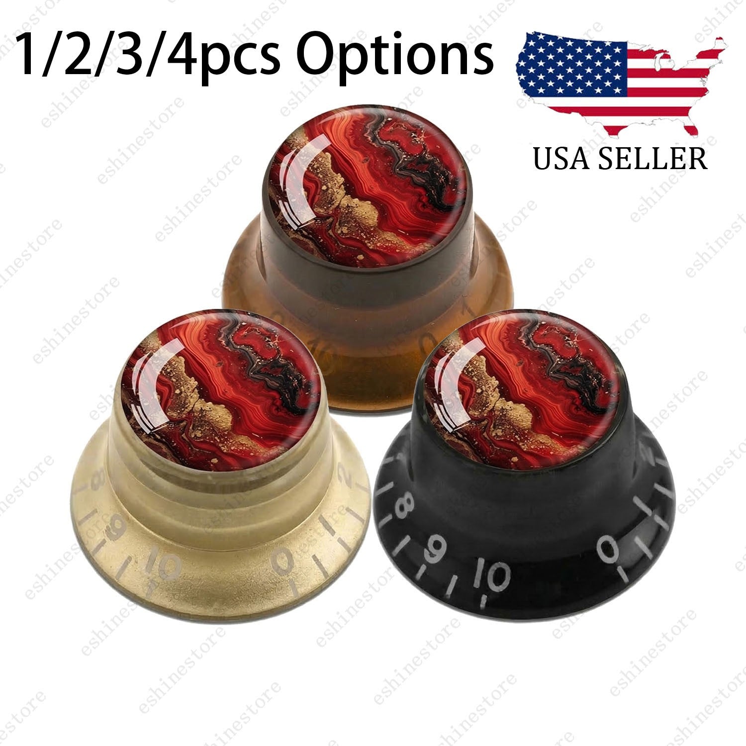 Guitar Reflector Knobs with Abstract Art Cap Top Hat Knobs for Les Paul SG - 08