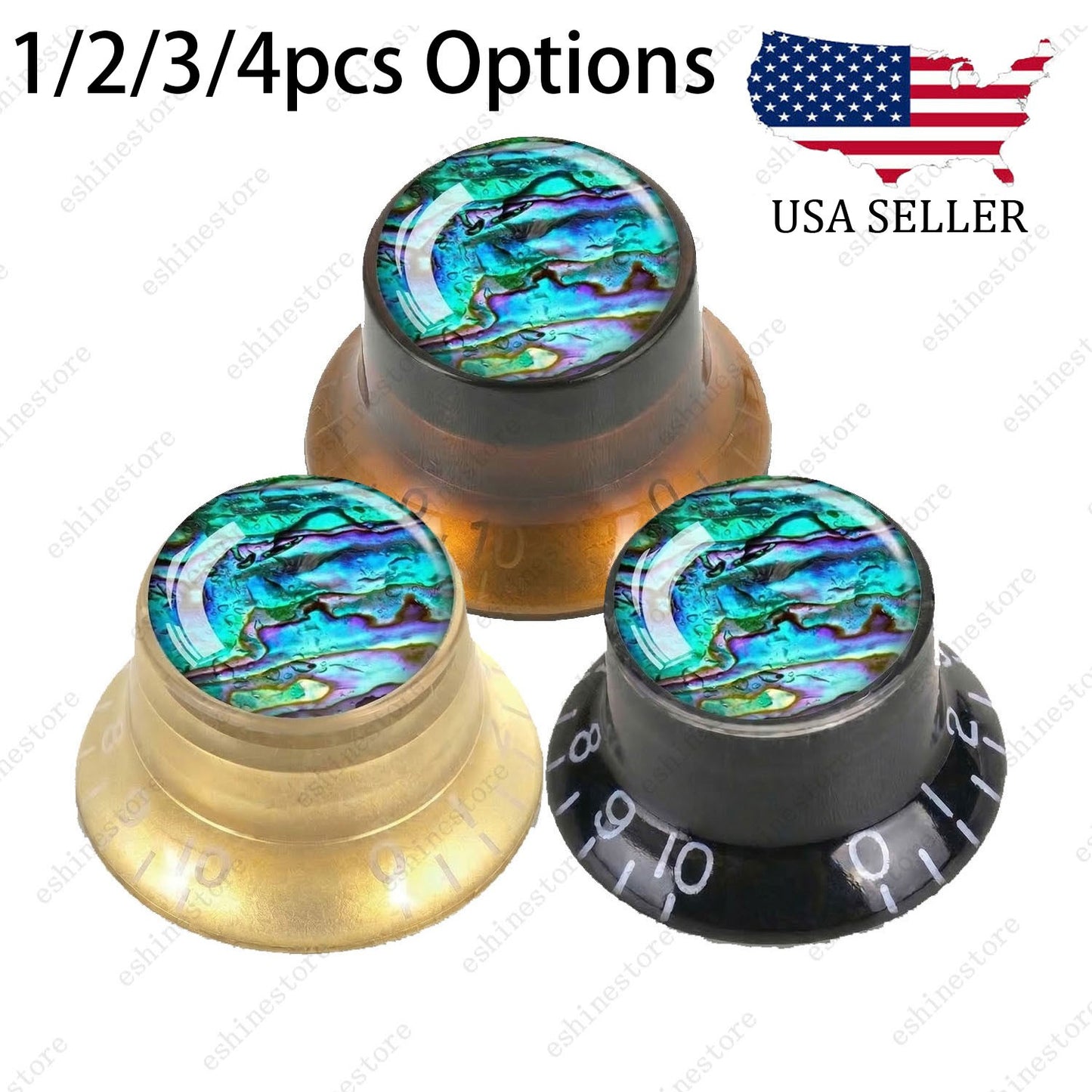 Guitar Reflector Knob with Seashell Pattern Cap Top Hat Knob for Les Paul SG -08