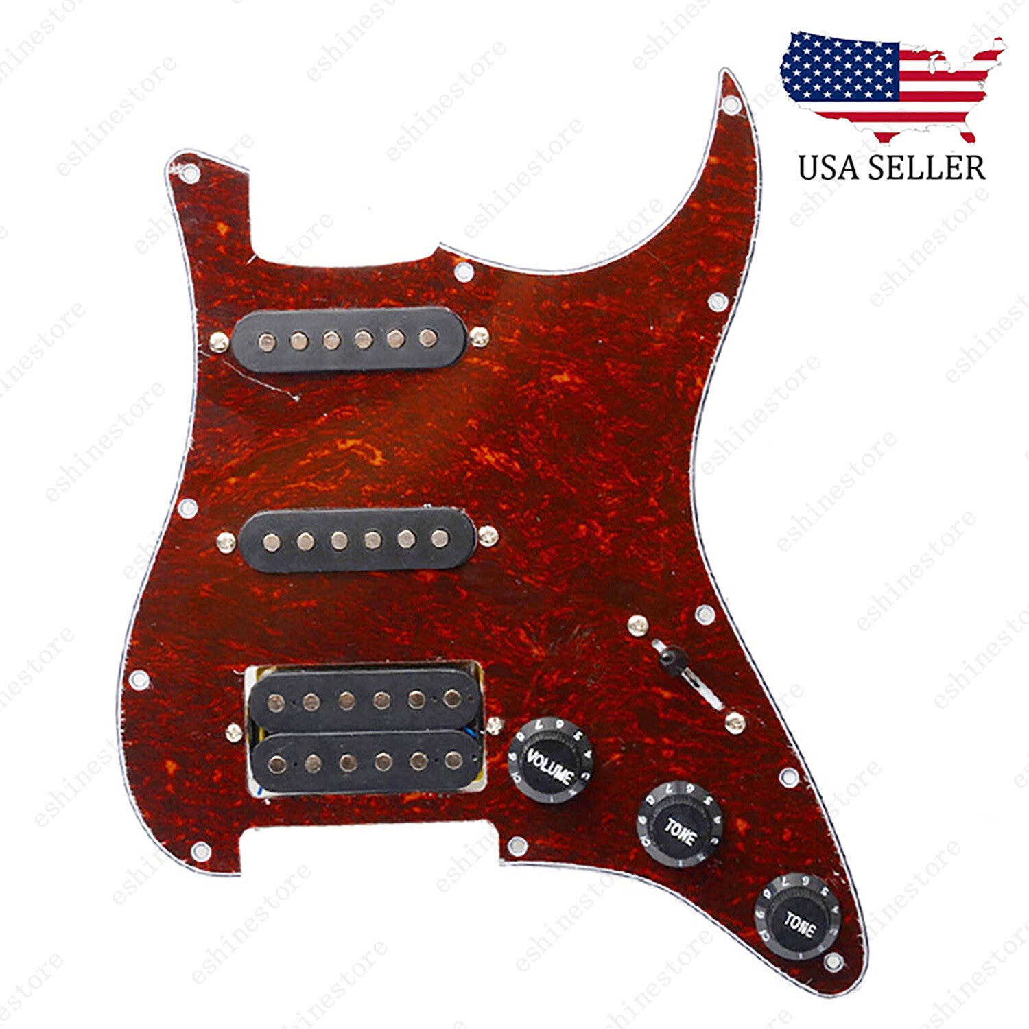 Loaded Strat Pickguard Prewired SSH Pickguard with Ceramic Pickups Tortoise B