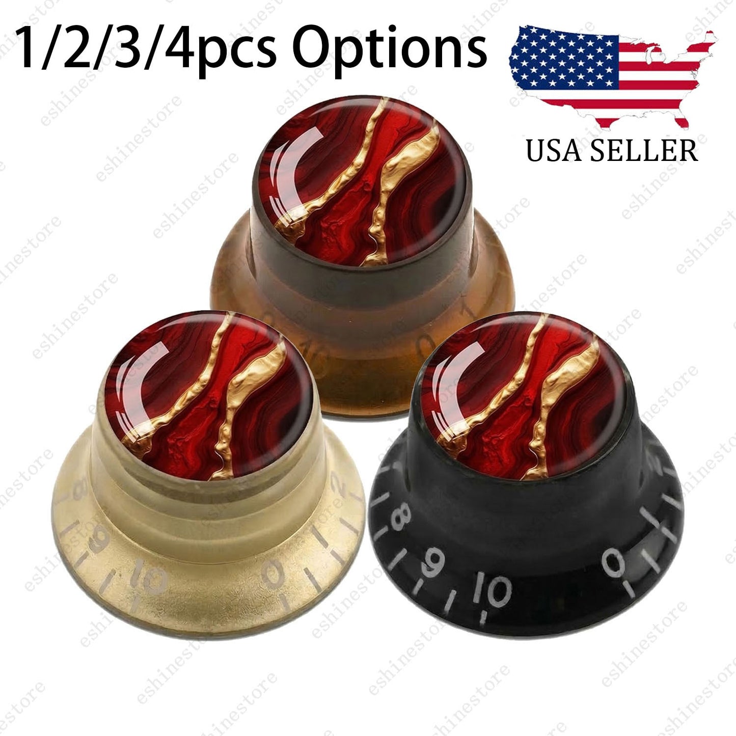 Guitar Reflector Knobs with Abstract Art Cap Top Hat Knobs for Les Paul SG - 09