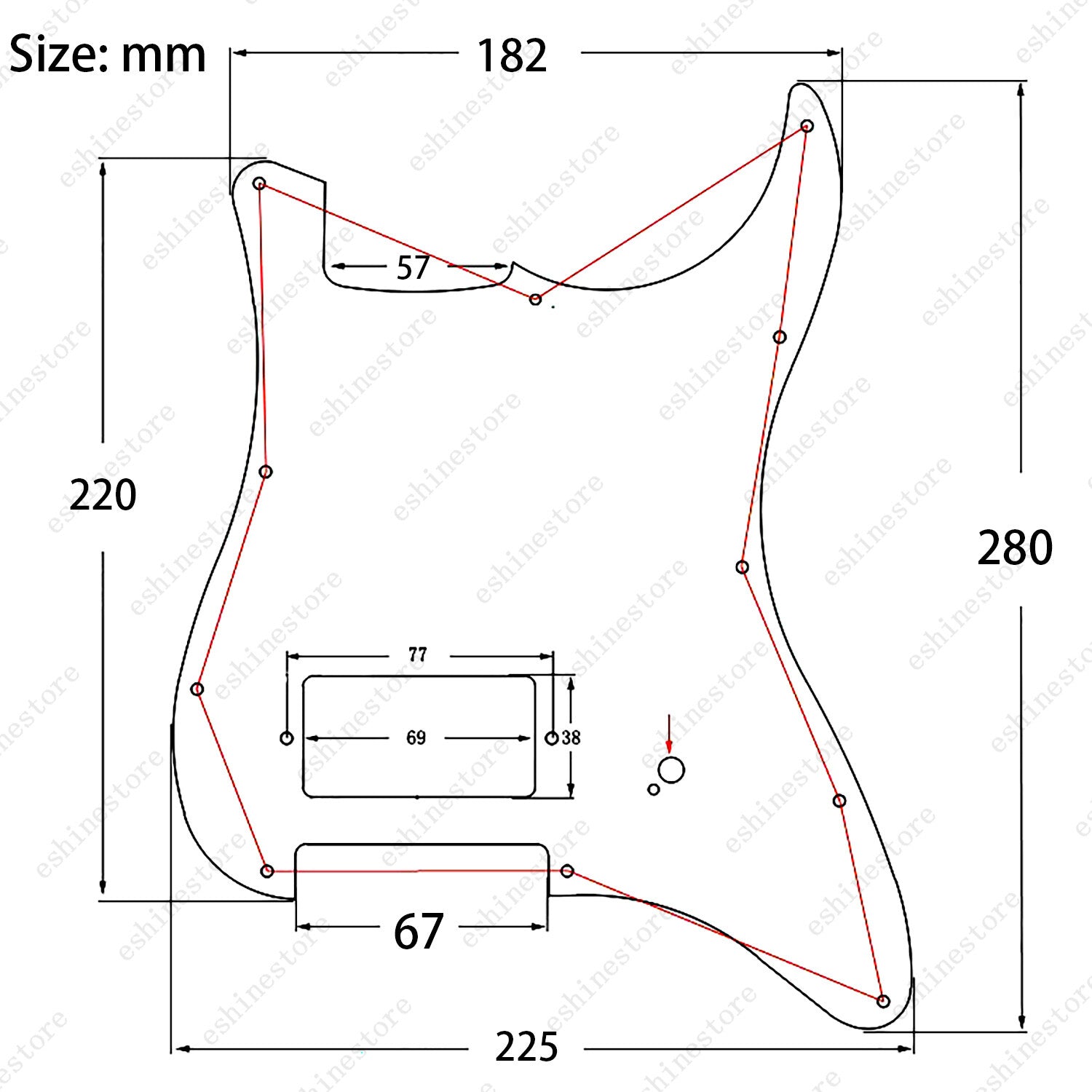 11 Holes Guitar Humbucker Pickguard Scratch Plate 3-Ply For Tom Delonge Strat