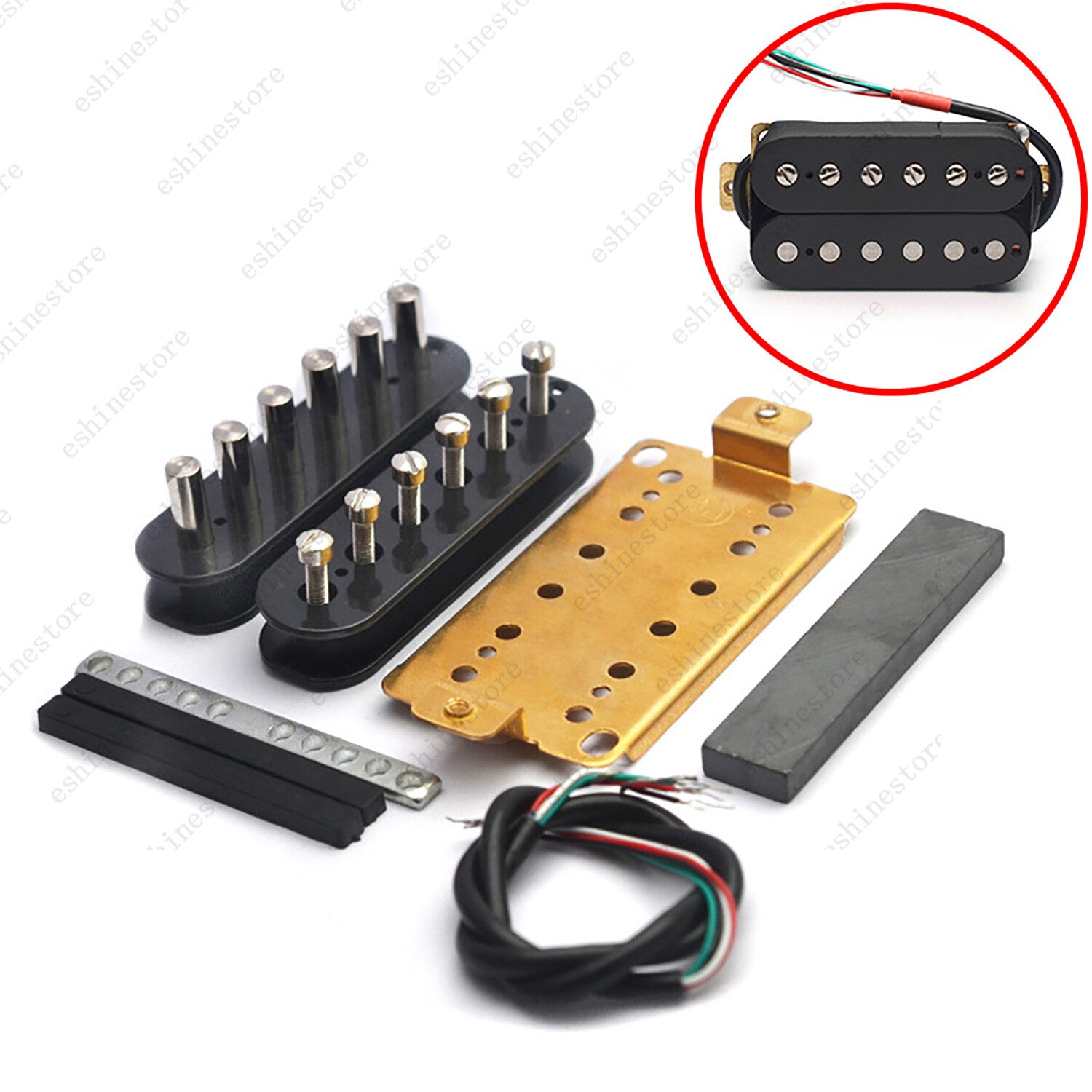 12 Color Humbucker Guitar DIY Kit Pickup Bobbin/Ceramic Bar/Cable/Baseplate