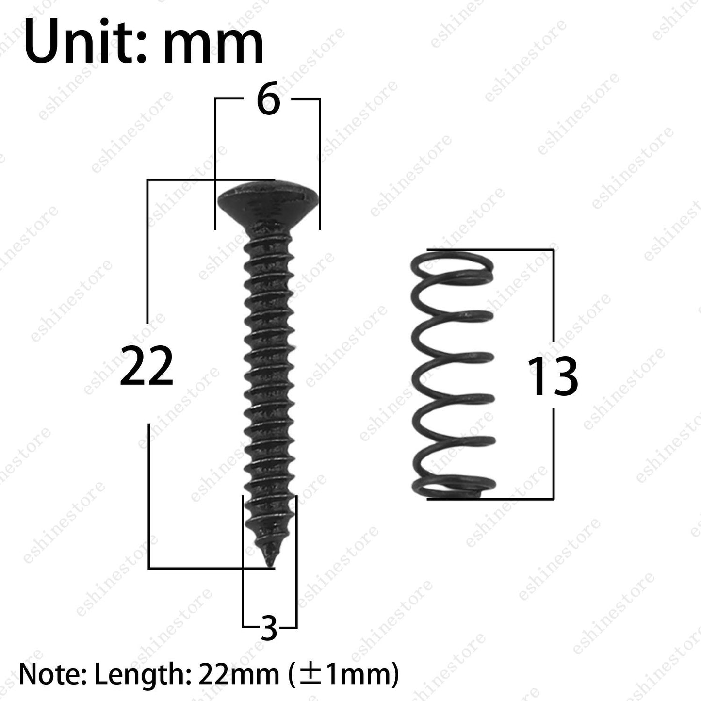 6x Single Coil Pickup Height Adjustment Screws & Straight Springs for Strat Tele
