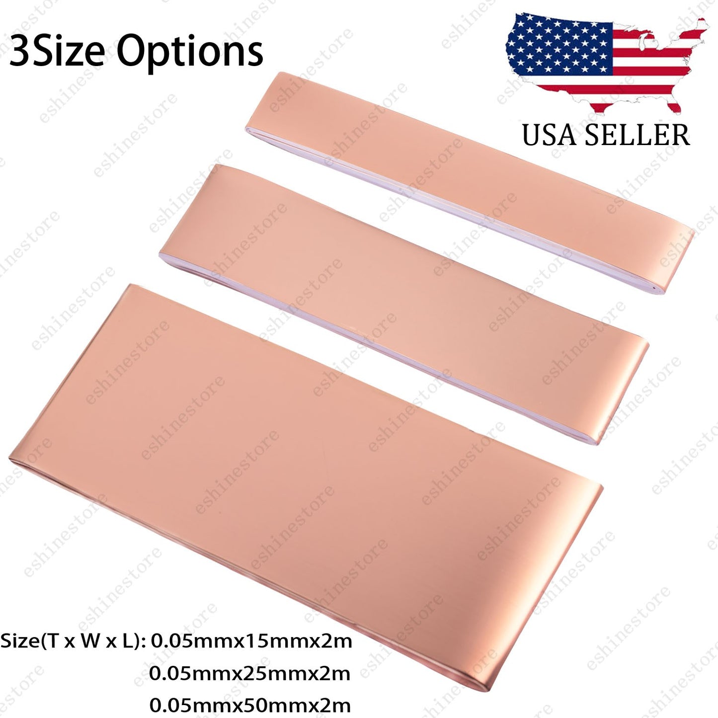 3 Size (Width) Copper Foil Tape Double Sided Conductive Adhesive for Guitar&Bass