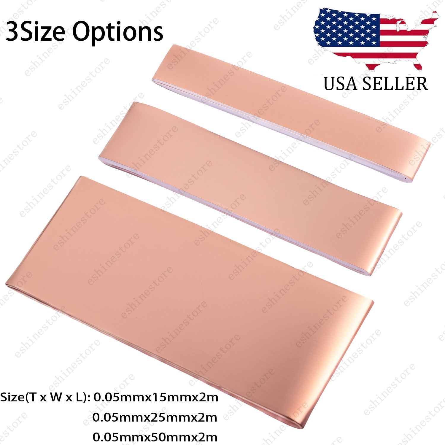3 Size (Width) Copper Foil Tape Double Sided Conductive Adhesive for Guitar&Bass