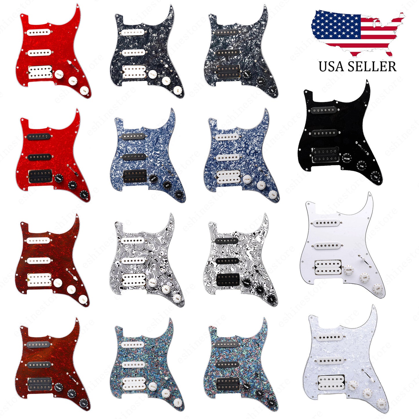 11 Hole SSH Strat Style Loaded Pickguard For Stratocaster Various Colors US SHIP