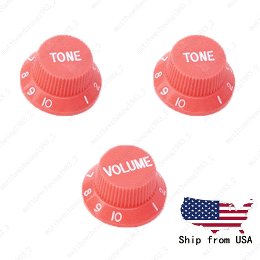 3x Pink/White Numbers Electirc Guitar Knobs Volume Tone Knob fits Stratocaster