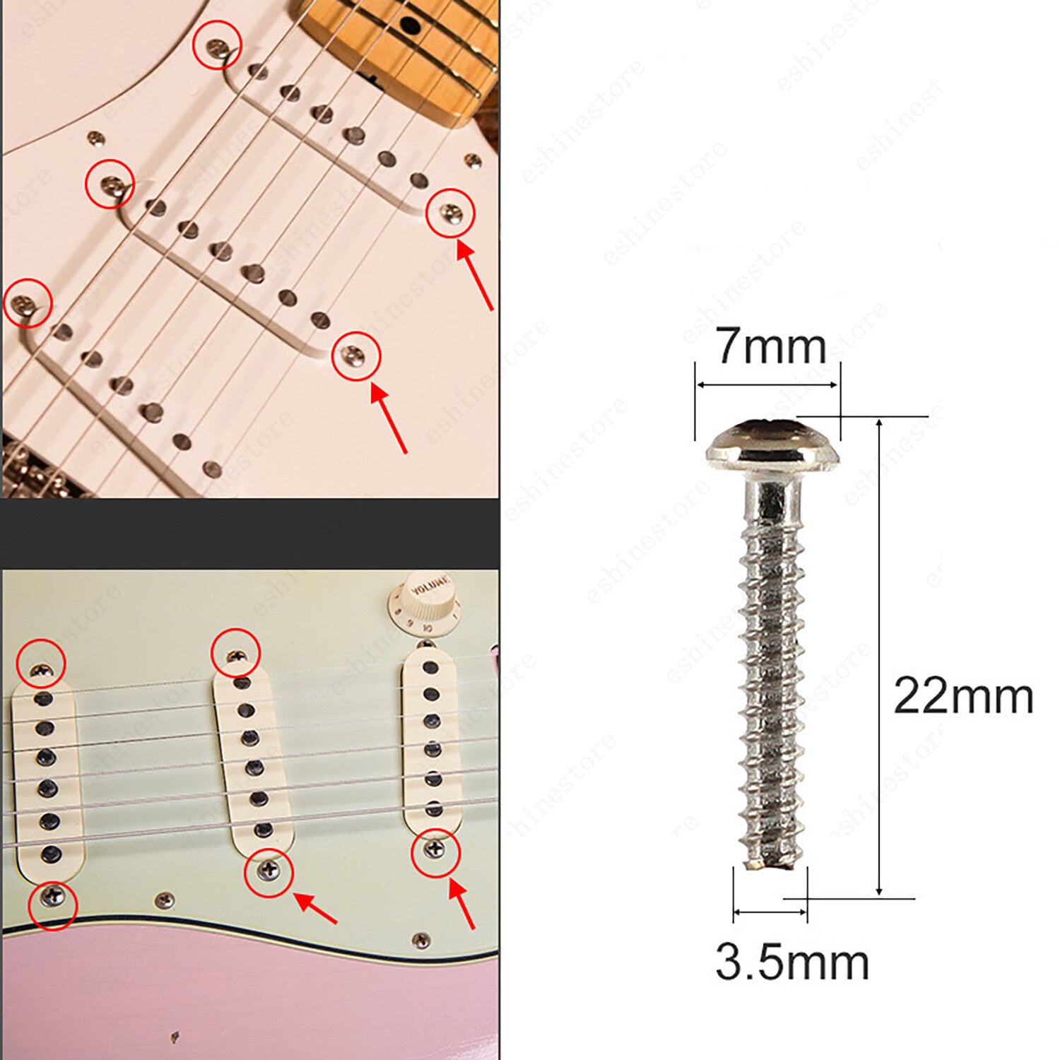 3 COLOR Single Coil Pickup Height Adjustment Pan Head Screw & Springs For Strat