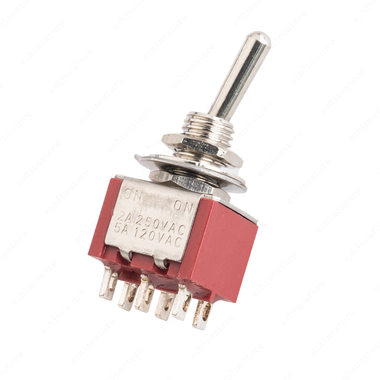 5 Pcs DPDT Red 2 Way 6 Pin ON ON Guitar Mini Toggle Switch Car/Boat Switches
