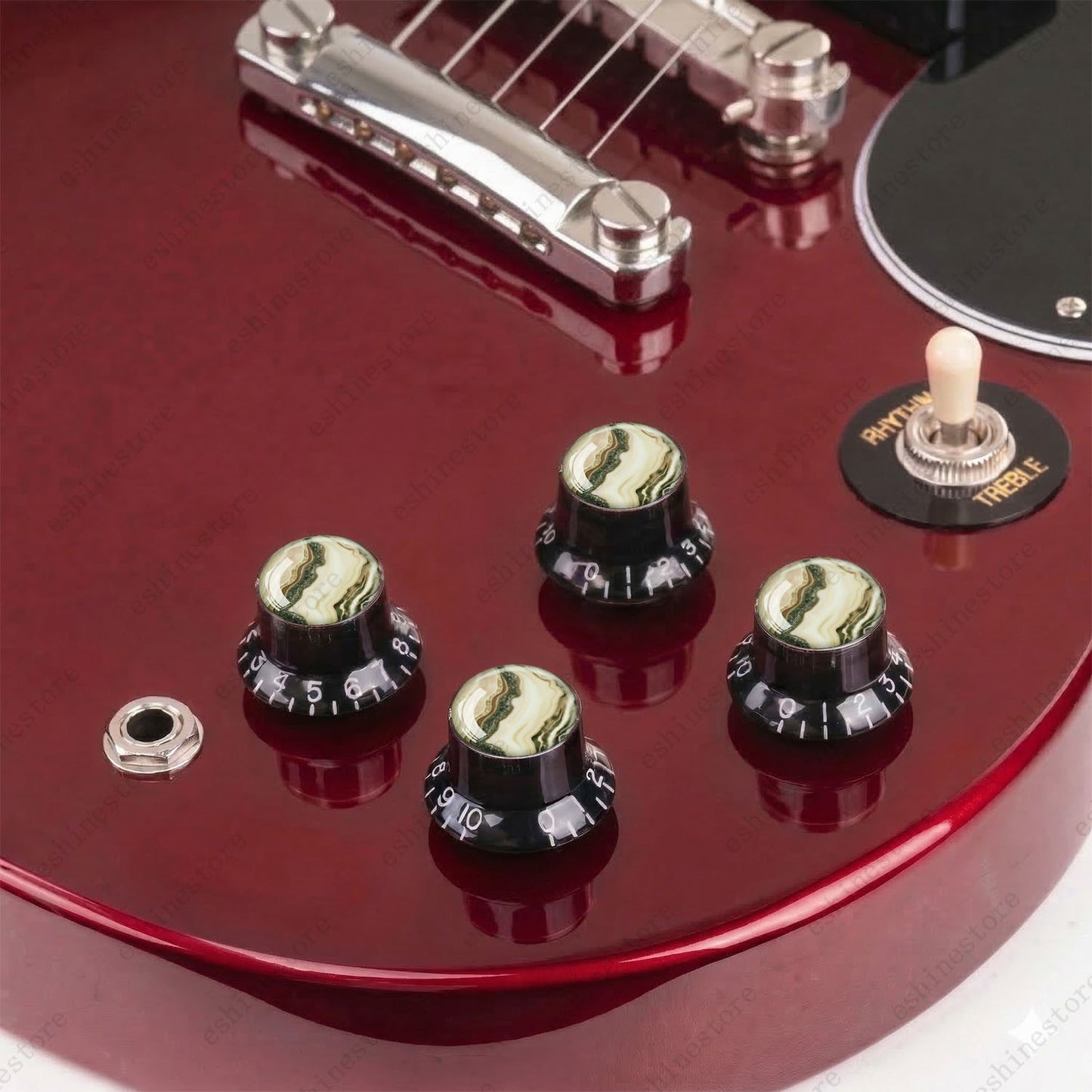 Guitar Reflector Knobs with Marble Texture Cap Top Hat Knob for Les Paul SG - 08