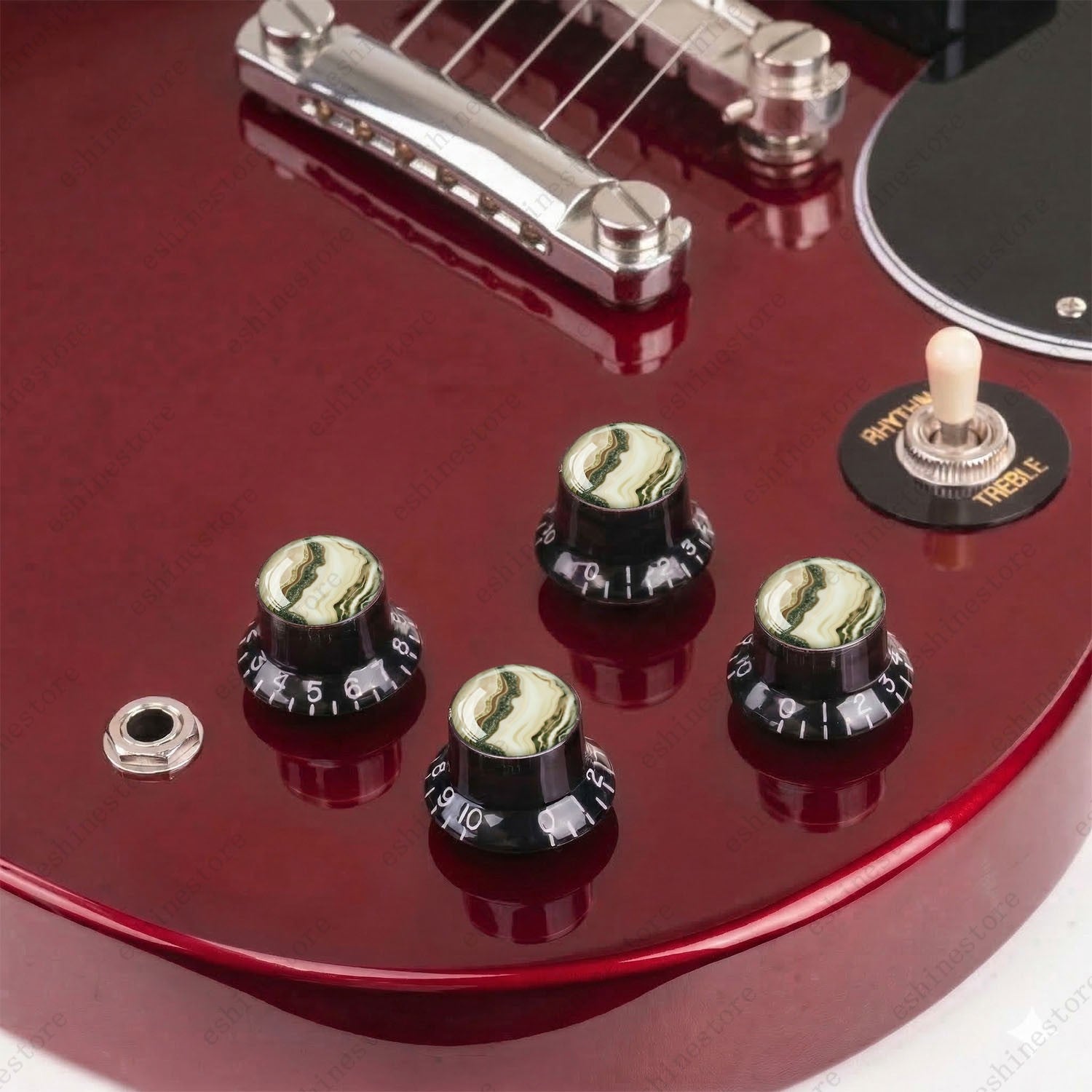 Guitar Reflector Knobs with Marble Texture Cap Top Hat Knob for Les Paul SG - 08