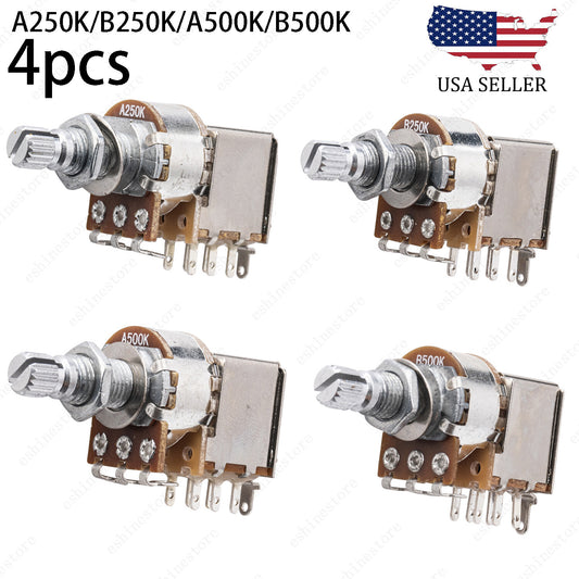 4 Pcs Guitar Push Pull Pot 18-Split Long Shaft switch, A/B/250/500K Tone Volume