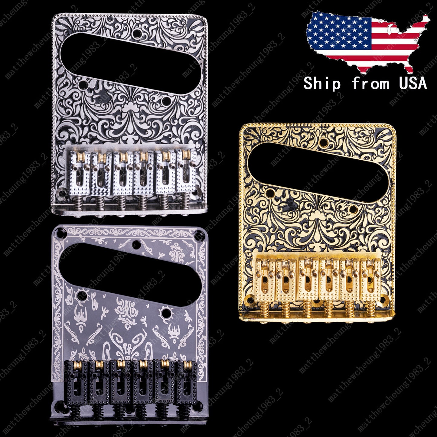 Electric Guitar Bridge 6-String Plate Carved Pattern Plate For Telecaster Guitar