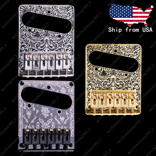 Electric Guitar Bridge 6-String Plate Carved Pattern Plate For Telecaster Guitar