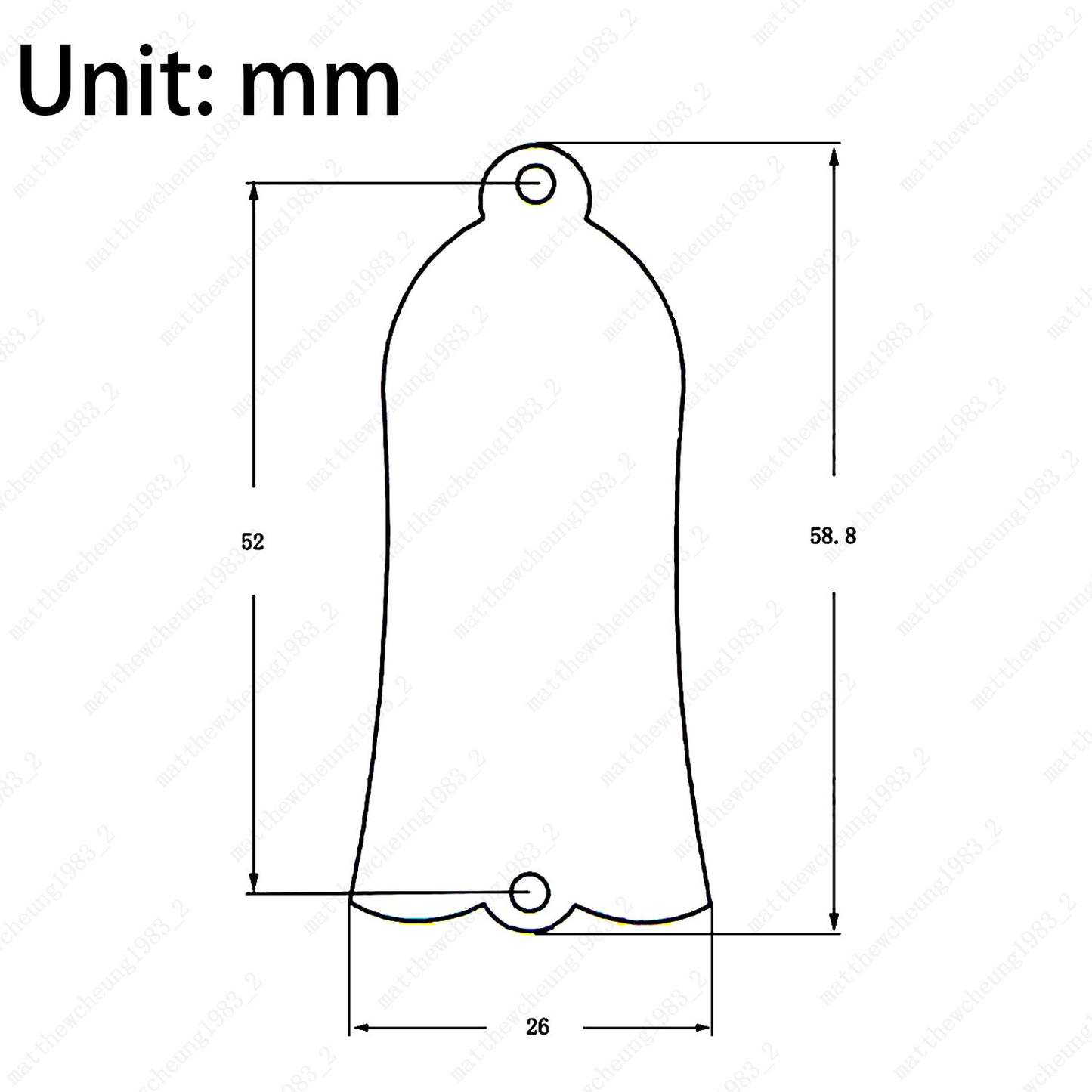Guitar Truss Rod Cover Plate Aluminum Brushed 2-Hole Bell -Black/Chrome/Gold