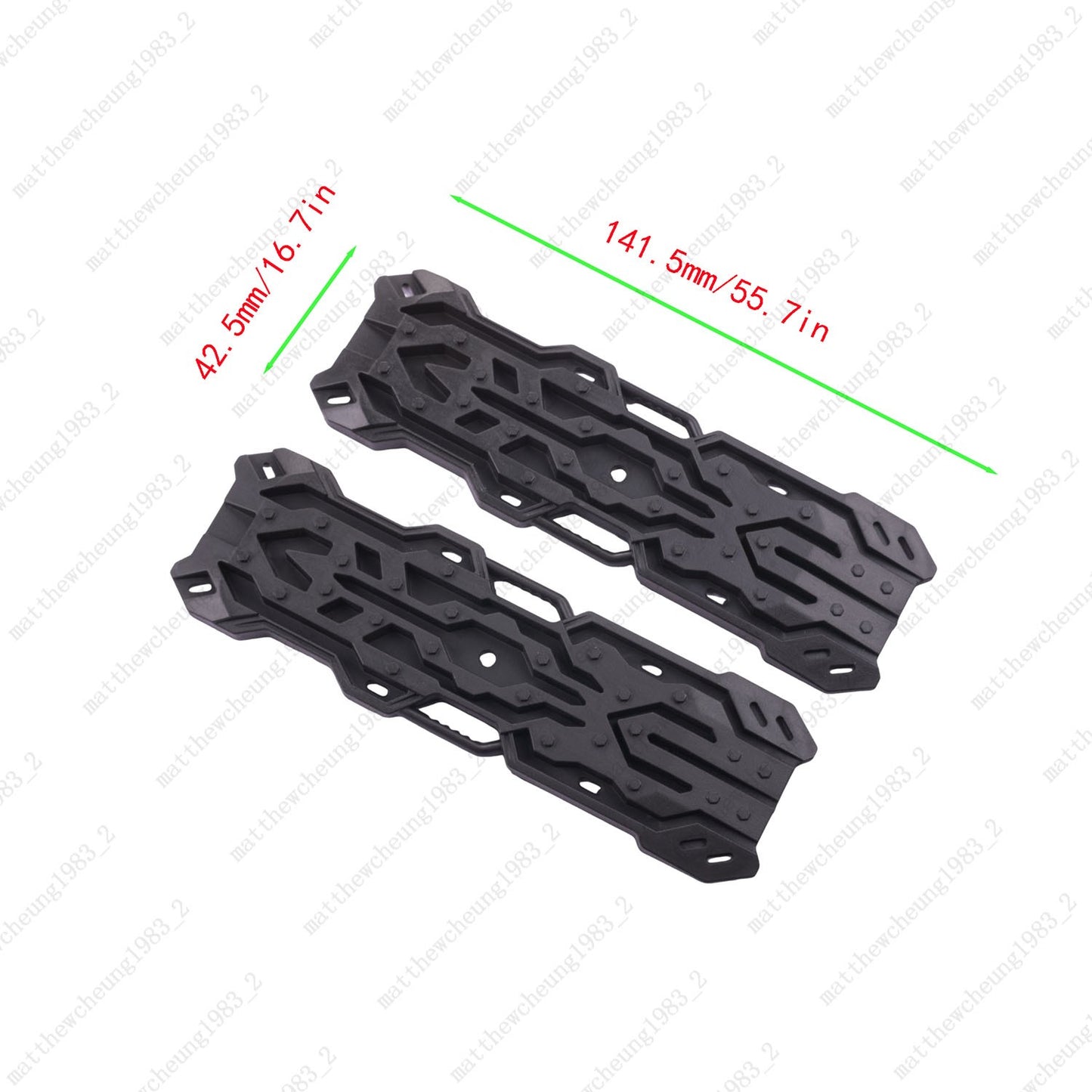 2pcs Light Plastic Recovery Board for RC Car-1/8 1/10, Black/Red, 141.5x42.5mm