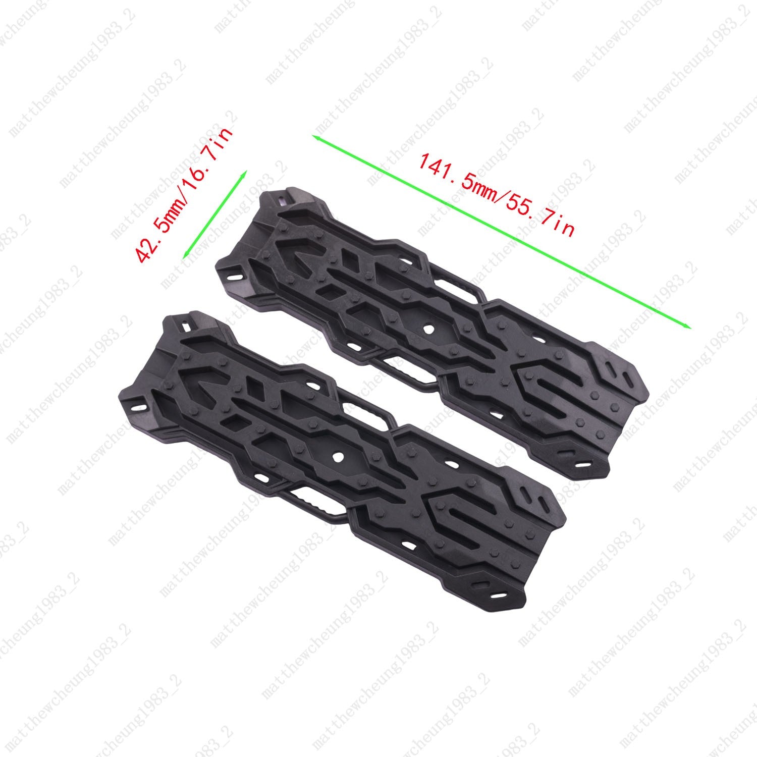 2pcs Light Plastic Recovery Board for RC Car-1/8 1/10, Black/Red, 141.5x42.5mm