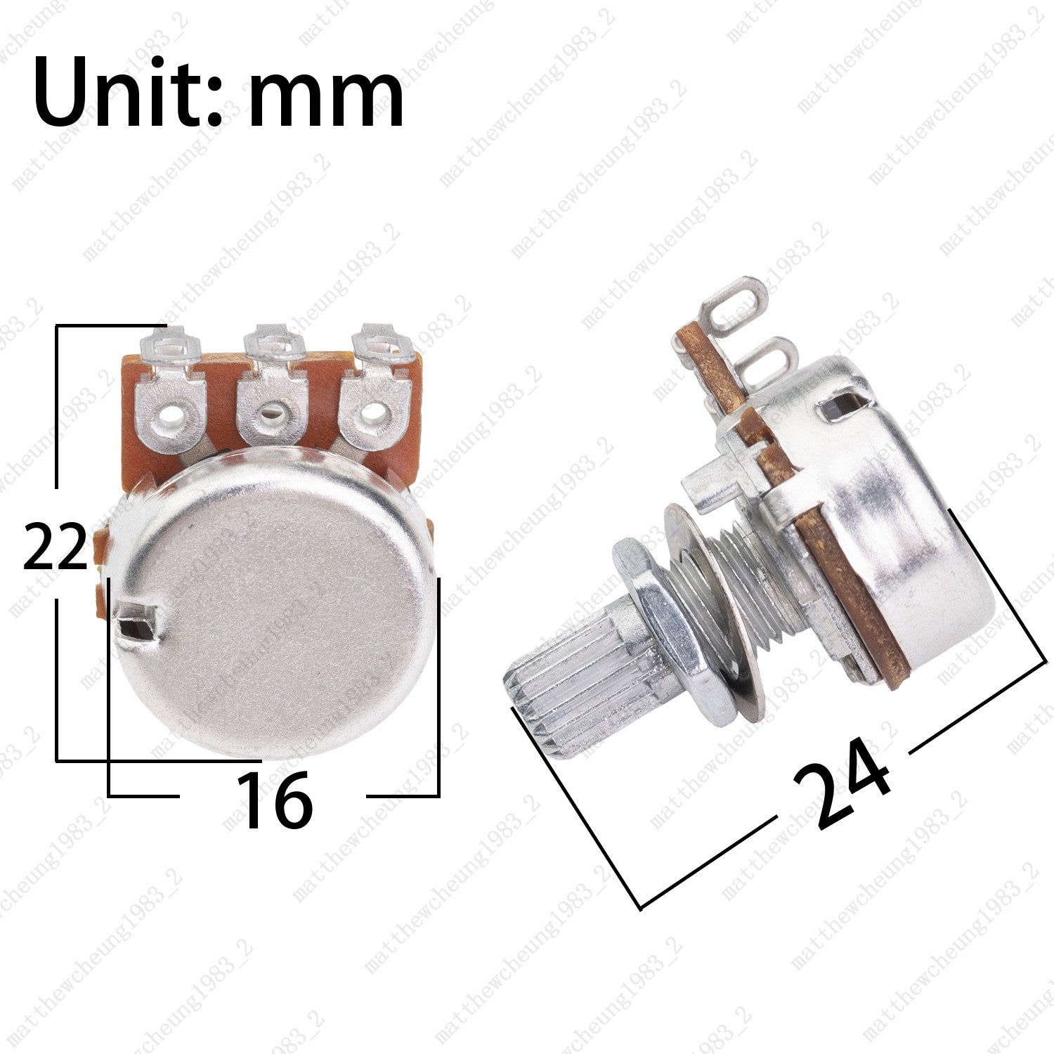 1/3/5/10X Mini Potentiometer Long 18mm A/B 250k/500k Volume Tone Taper Pot