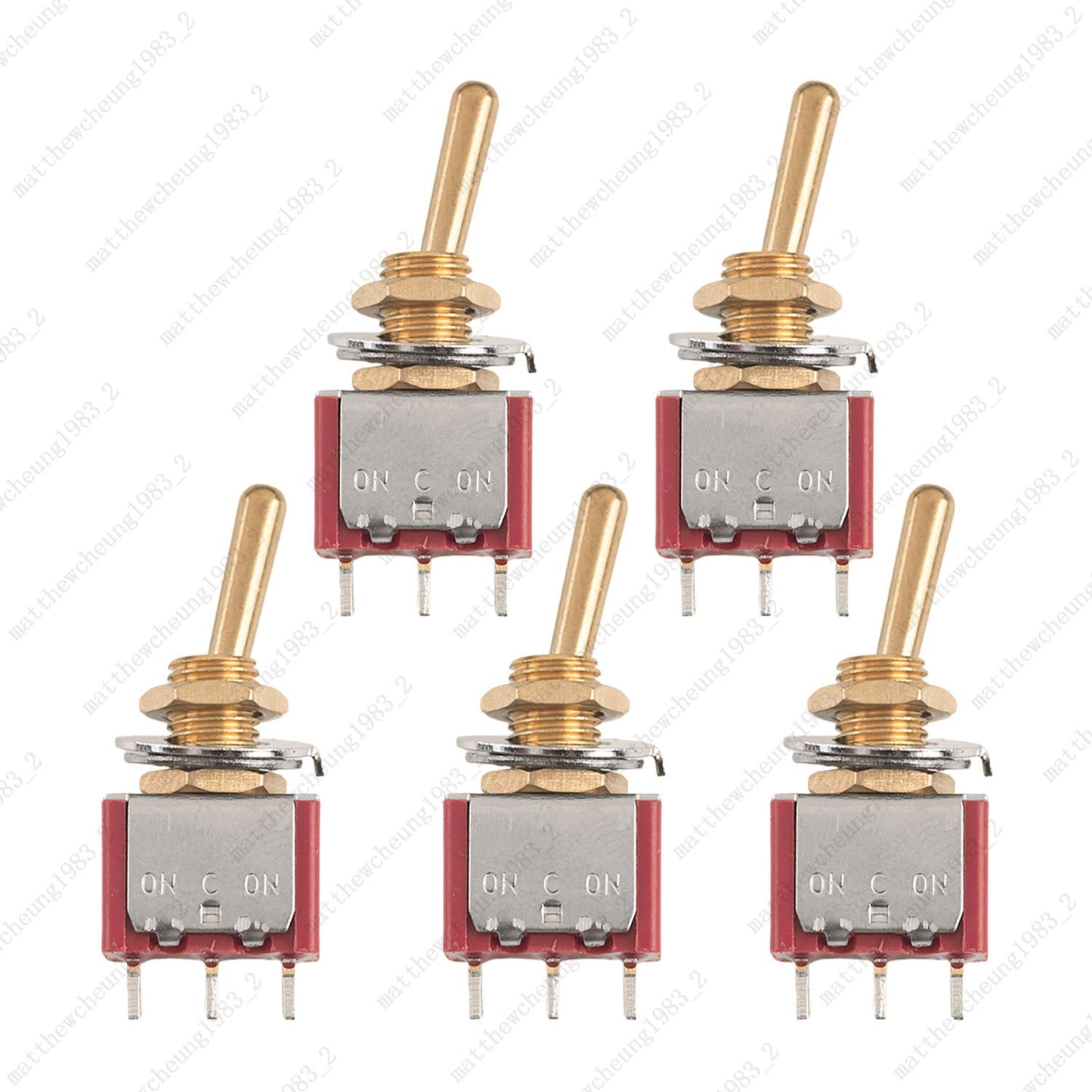 1/3/5Pcs Mini Vintage Brass Lever Switch 3Pins 2-Position ON-ON Toggle Switch