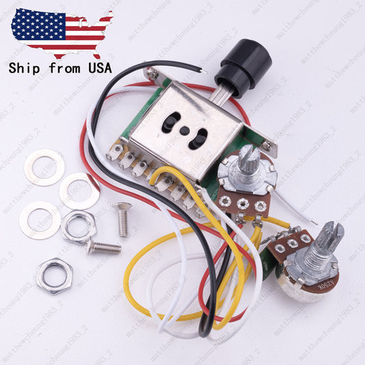 Electric Guitar Circuit Assembly 1T1V 250K 3-way Switch Without Socket For Tele