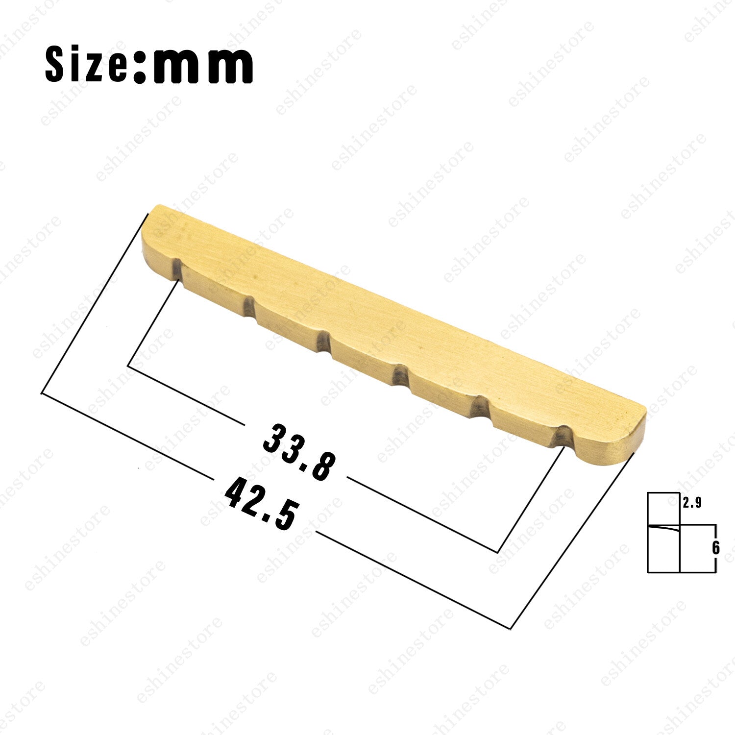 6 String Brass Guitar NUT Flat Bottom 42mm SLOTTED FOR STRATOCASTER TELECASTER