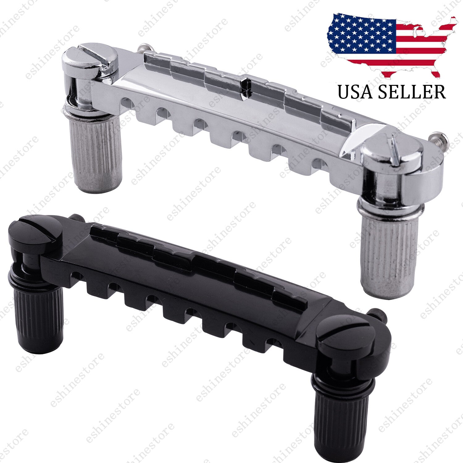 Electric Guitar Wrap Around Bridge Tailpiece for Les Paul LP Junior-Black&Chrome
