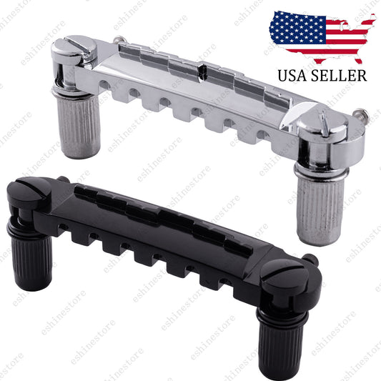 Electric Guitar Wrap Around Bridge Tailpiece for Les Paul LP Junior-Black&Chrome