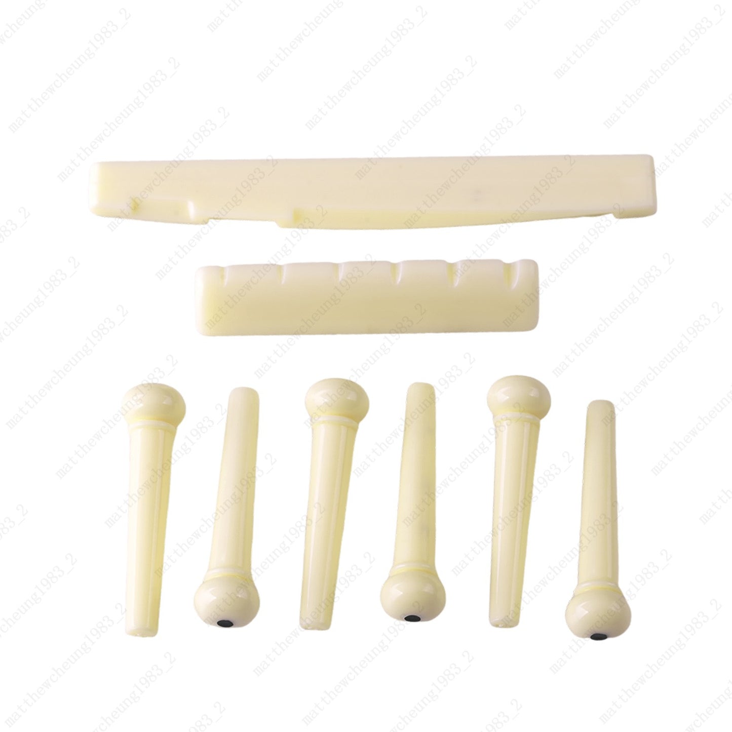 1 set of Plastic 6-String Guitar Nut & Saddle + Bridge Pin for Acoustic Guitar