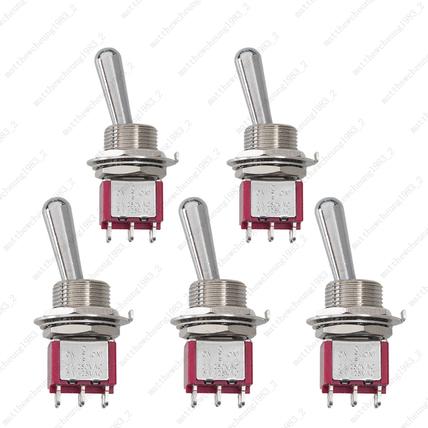 1/3/5pcs Guitar Momentary DPDT 6Pin 3-Position (ON)-OFF-ON Fat Bat Toggle Switch