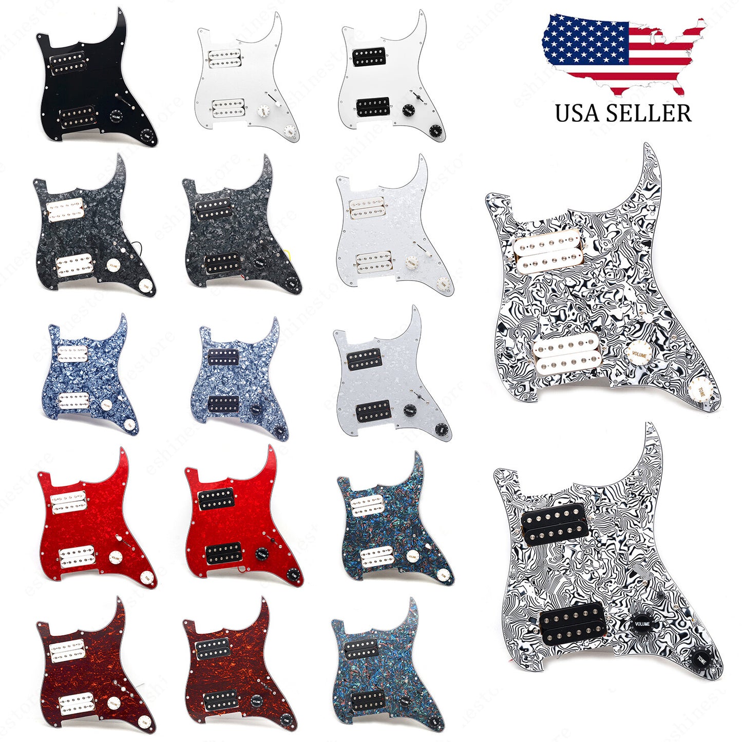 11 Hole HH Strat Style Loaded Pickguard For Stratocaster Various Colors US SHIP