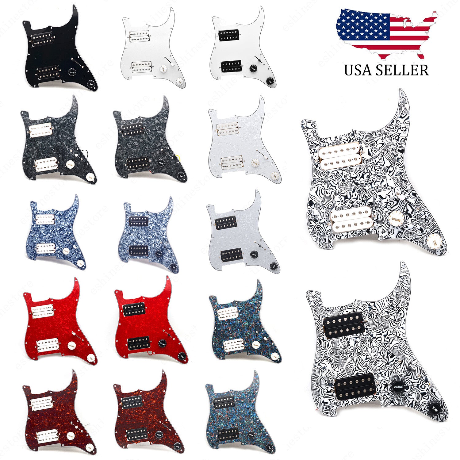 11 Hole HH Strat Style Loaded Pickguard For Stratocaster Various Colors US SHIP